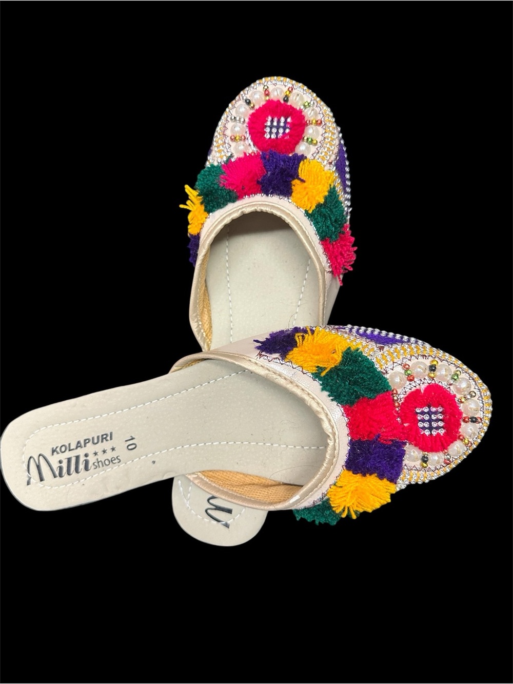 Kolapuri Women's Embellished Slip-On Jutti - Multicolor